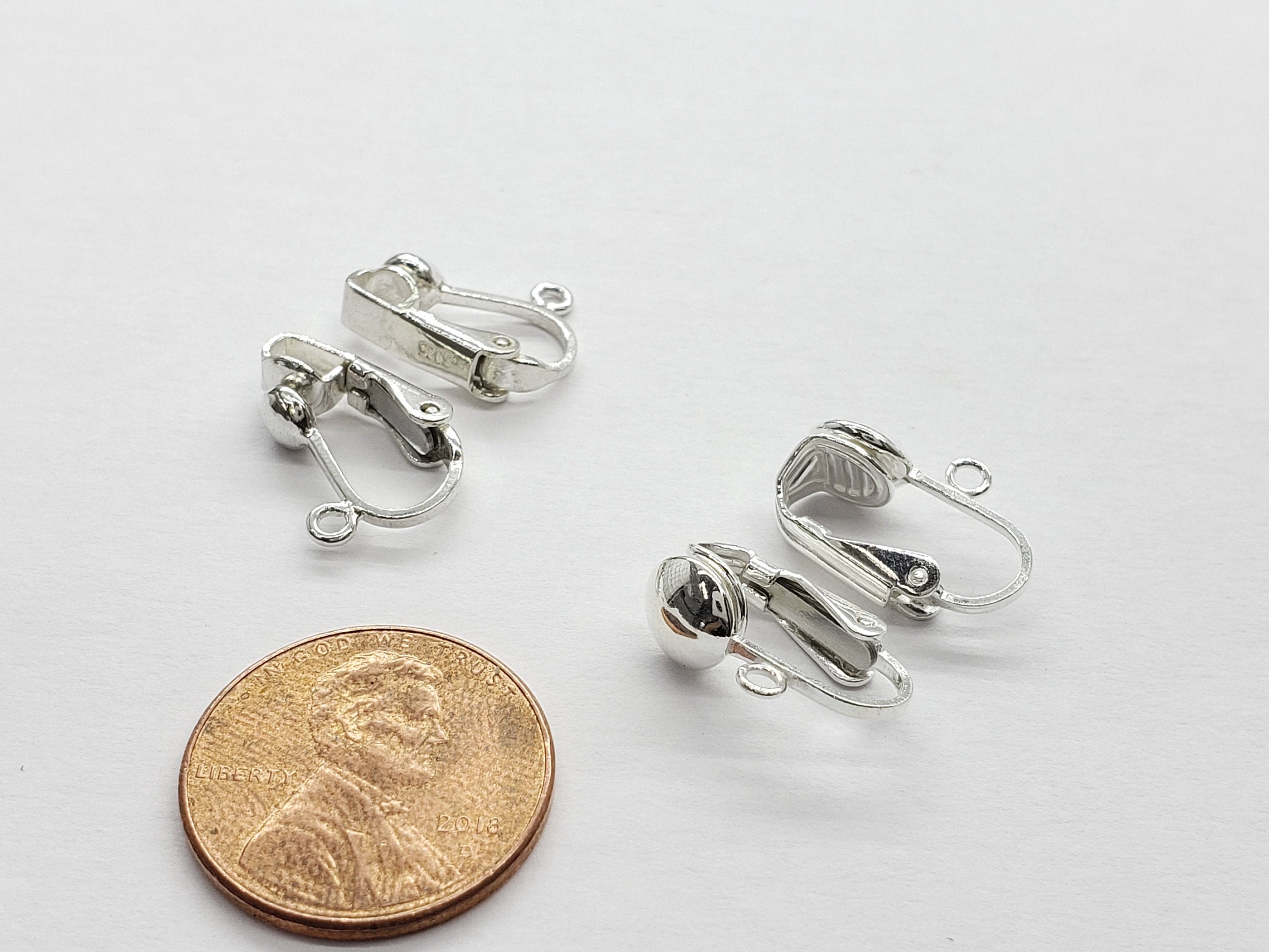 Boucles D'Oreilles Clips Vintage - Plaqué Argent / Doré - Verre - Occasion