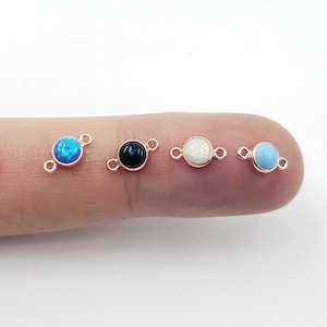 14k Rose Gold Filled Opal Connectors 4mm | 2 Pieces | Blue Bello Opal, White Bello Opal, Imi TQ, Imi Onyx | Bulk Saving | Made in USA