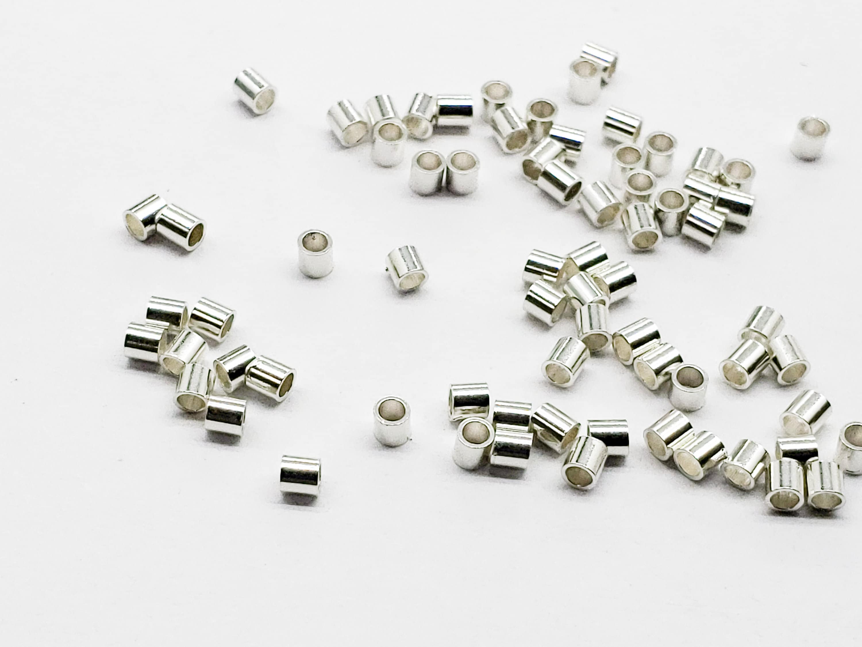 Crimp Beads, 2x1.5mm, Sterling Silver (50 Pieces) 