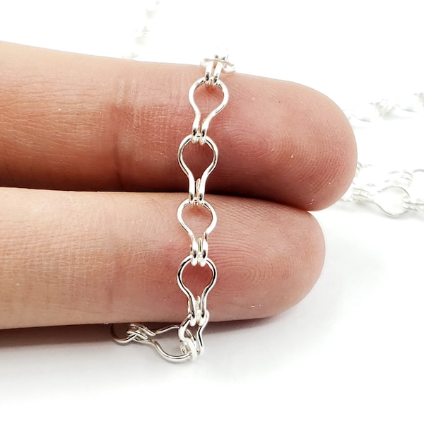 4.5mm x 8.5mm Sterling Silver Ladder Hook Chain, Made in USA, Bulk Savings Available!!!