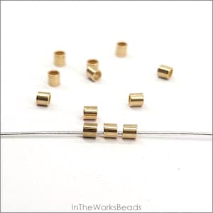 Solid 14k Gold Crimp Bead 2mm x 2mm or 2mm x 1mm | 2 pieces | Bulk Savings on 10 or 30 pieces | Made in USA