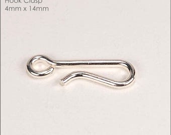 Sterling Silver Hook or Eye; Hook and Eye, 18 Gauge, 10 Piece Hook or Eye, 5 Sets of Hook + Eye, Bulk Savings Available!!!