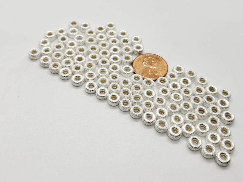 Seamless Various Sizes 4mm to 8mm USA Sterling Silver Stardust Roundel Beads