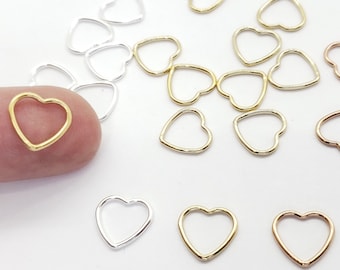 Conectores / Eslabones en forma de corazón de 10 mm / Plata de ley, chapado en oro de 14k o chapado en oro rosa de 14k / Paquetes de tamaños surtidos / Ahorro por volumen / Hecho en EE. UU.