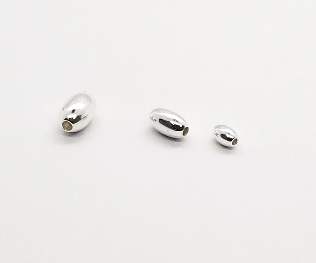 Sterling Silver Oval Beads, 3mm, 4mm, 5mm Oval Beads, Seamless, Made in