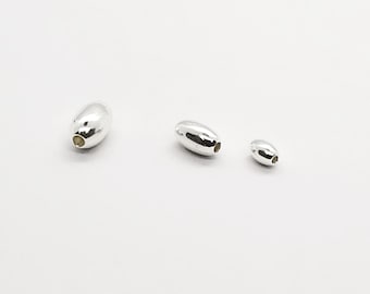 Perles ovales en argent sterling, 3 mm, 4 mm, 5 mm, sans couture, fabriquées en Italie, des économies sur le volume disponibles !!!