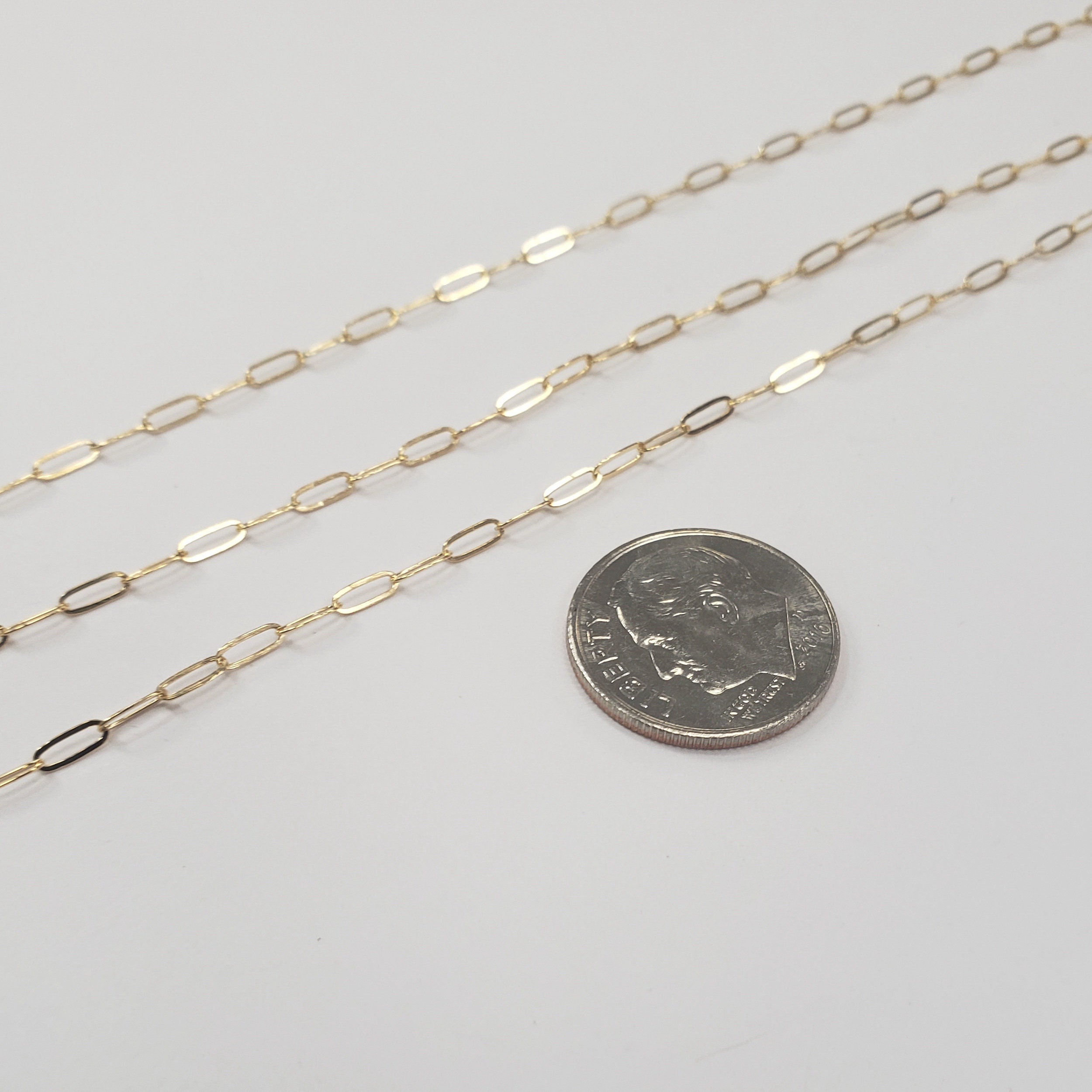 14k Gold Filled Paper Clip Chain Elongated Rectangle Oval Etsy