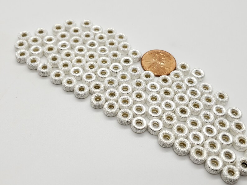 Seamless Various Sizes 4mm to 8mm USA Sterling Silver Stardust Roundel Beads