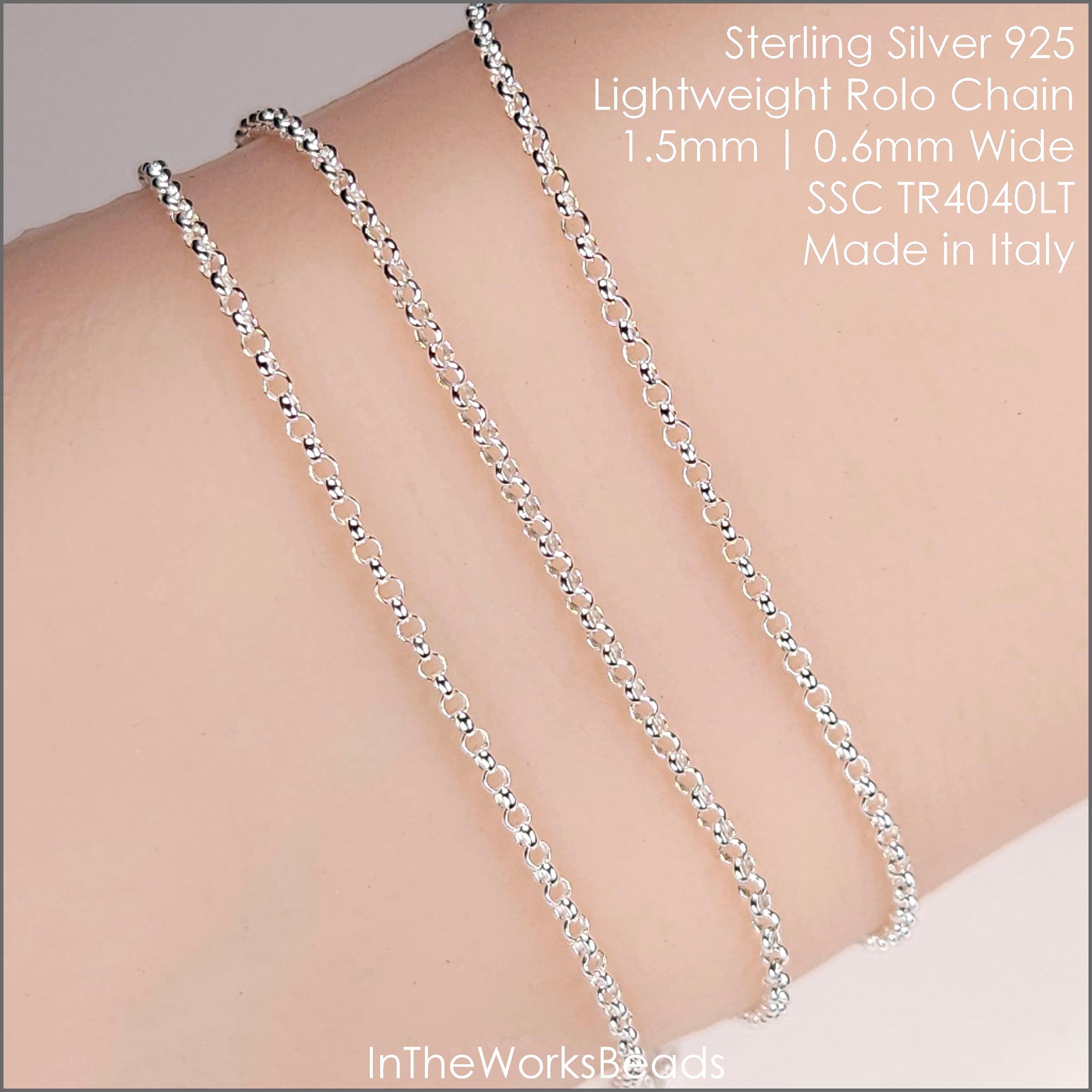1.5mm Lightweight Rolo Chain, Sterling Silver, 14k Gold Filled, Italy ...