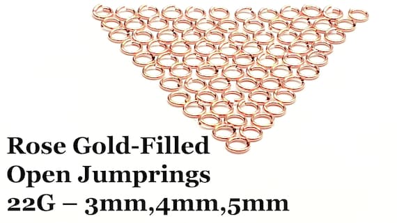 14k Rose Gold Filled Open Ring, 22 Gauge, 3mm, 4mm, 5mm, 6mm OD | Assorted Pack Sizes | Bulk Savings on 5 or 15 Packs | Made in USA