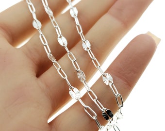 Sterling Silver Drawn Cable Starburst Chain 2.3mm x 5.8mm 3:1 Ratio, Bulk Savings Available!!!