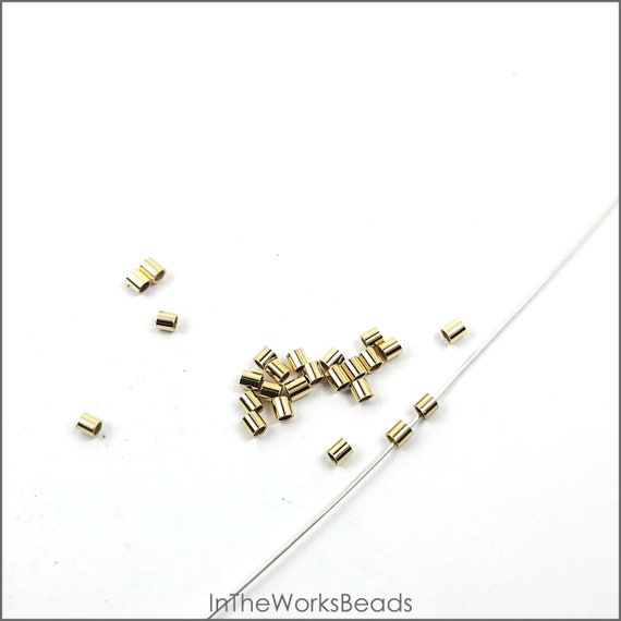 14k Gold Filled Crimp Beads 2mm x 2mm | 30 pieces | Bulk Savings 150, 450 pieces | Made in USA