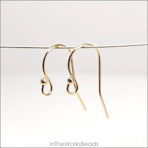 Solid 14k Gold Earring Wire with Ball End | 21 or 22 Gauge | 1 Pair | Bulk Savings on 3 pairs or 5 pairs | Made in USA