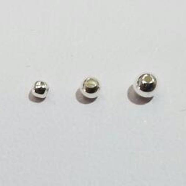 Sterling Silver Round Beads, 1.8mm to 3mm Round Beads, USA, Seamless, 50 Pieces, Bulk Savings Available!!!