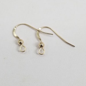 14K Solid Gold Earring Wire, With Ball, 22 Gauge, 1 Pair - Etsy