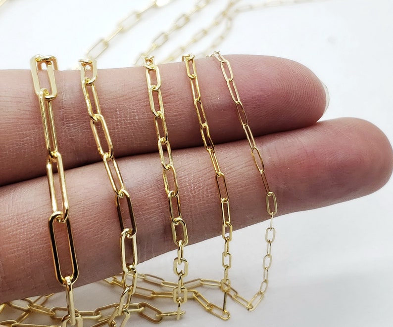 14k Gold Filled Paper Clip Chain Elongated Rectangle Oval Etsy