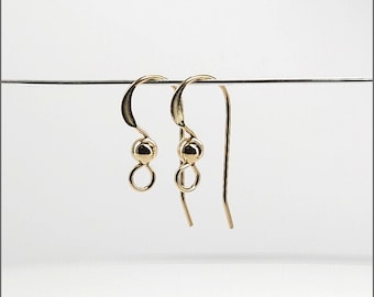 Gancho para pendientes chapado en oro de 14k con bola de 3 mm / 3 pares / Ahorro por volumen en paquetes de 15 o 45 pares / Hecho en EE. UU.