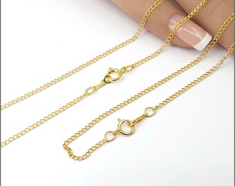 14k Gold Filled Curb Chain Necklace, 1.5mm Curb, 16 Inch, 18 Inch, USA