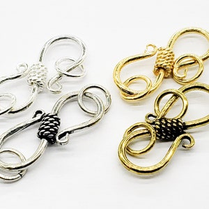 Sterling Silver S Hook, 22mm x 11mm, 17 Gauge Hook, Bali Style, S Hook, Pick your finish (Winter Special), 1 piece
