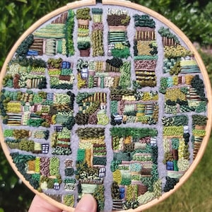 Allotment, A Bird's Eye View PDF Embroidery Pattern. Garden PDF. Embroidery Pattern. PDF Embroidery Pattern. Saatchi Gallery winning design image 1