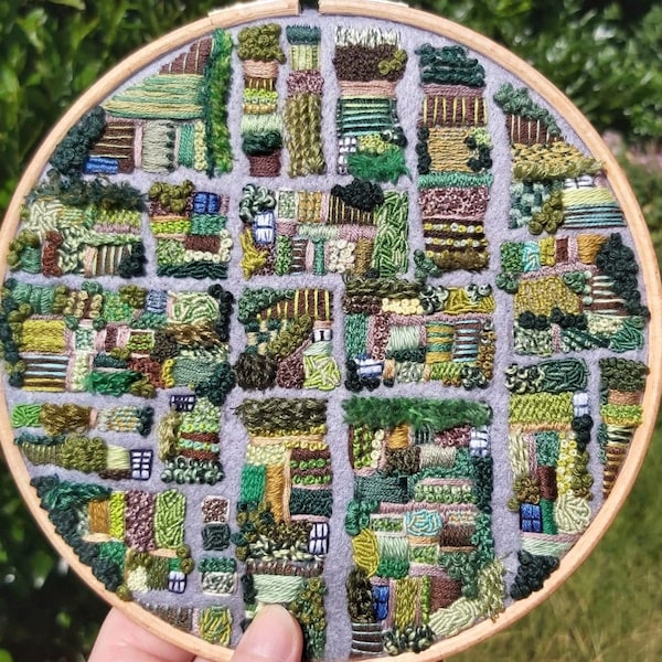 Allotment, A Bird's Eye View PDF Embroidery Pattern. Garden PDF. Embroidery Pattern. PDF Embroidery Pattern. Saatchi Gallery winning design