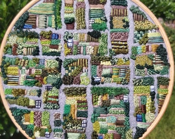 Allotment, A Bird's Eye View PDF Embroidery Pattern. Garden PDF. Embroidery Pattern. PDF Embroidery Pattern. Saatchi Gallery winning design