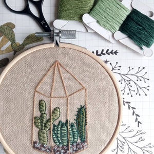 PDF Embroidery Terrarium Pattern.  PDF Embroidery Pattern. Plant Embroidery. Cactus Embroidery Pattern. Beginners Pattern.Embroidery Pattern