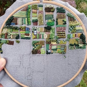 Allotment, A Bird's Eye View PDF Embroidery Pattern. Garden PDF. Embroidery Pattern. PDF Embroidery Pattern. Saatchi Gallery winning design image 6