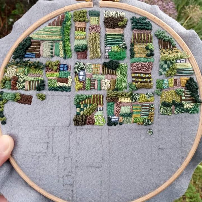 Allotment, A Bird's Eye View PDF Embroidery Pattern. Garden PDF. Embroidery Pattern. PDF Embroidery Pattern. Saatchi Gallery winning design image 6