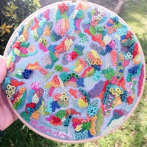 Coral Reef A Fishes Eye View PDF Embroidery Pattern. Coral Reef PDF Embroidery Pattern. PDF Embroidery Pattern.