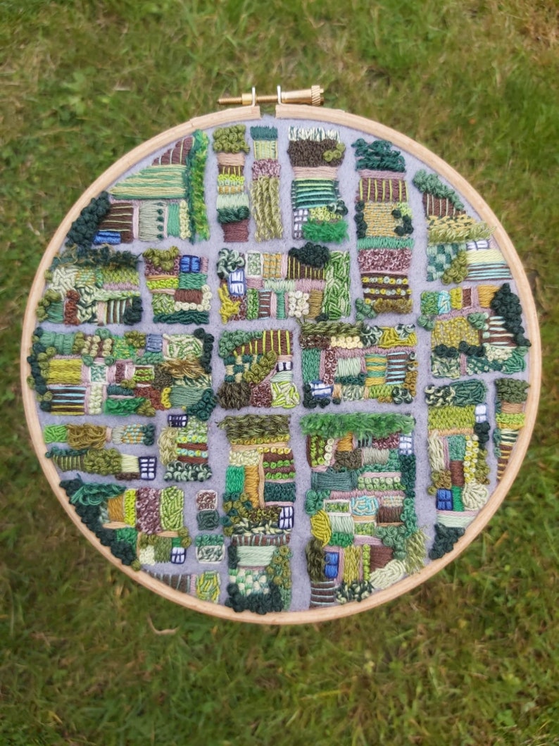 Allotment, A Bird's Eye View PDF Embroidery Pattern. Garden PDF. Embroidery Pattern. PDF Embroidery Pattern. Saatchi Gallery winning design image 2