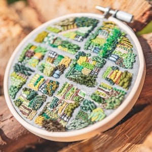 Micro Allotment Spring Embroidery Pattern: 4-inch Hoop (PDF Pattern)