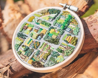 Micro Allotment Spring Embroidery Pattern: 4-inch Hoop (PDF Pattern)
