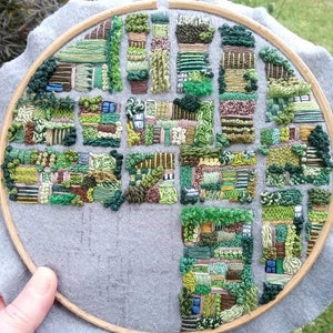 Allotment, A Bird's Eye View PDF Embroidery Pattern. Garden PDF. Embroidery Pattern. PDF Embroidery Pattern. Saatchi Gallery winning design image 7