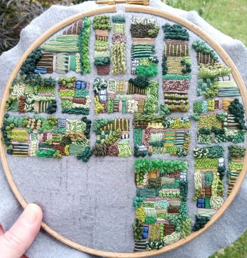 Allotment, A Bird's Eye View PDF Embroidery Pattern. Garden PDF. Embroidery Pattern. PDF Embroidery Pattern. Saatchi Gallery winning design image 7