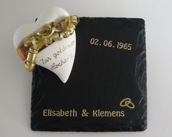 Geldgeschenk Geschenk Goldene Hochzeit + Datum Verpackung Alternative zur Karte Glückwunschkarte