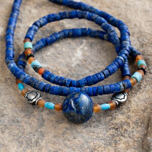 Delicate Necklace With Gemstone Beads, Lapis Lazuli Center Stone, Blue necklace with Lapis Lazuli, Tiny jewelry, Lapis Lazuli Beads,