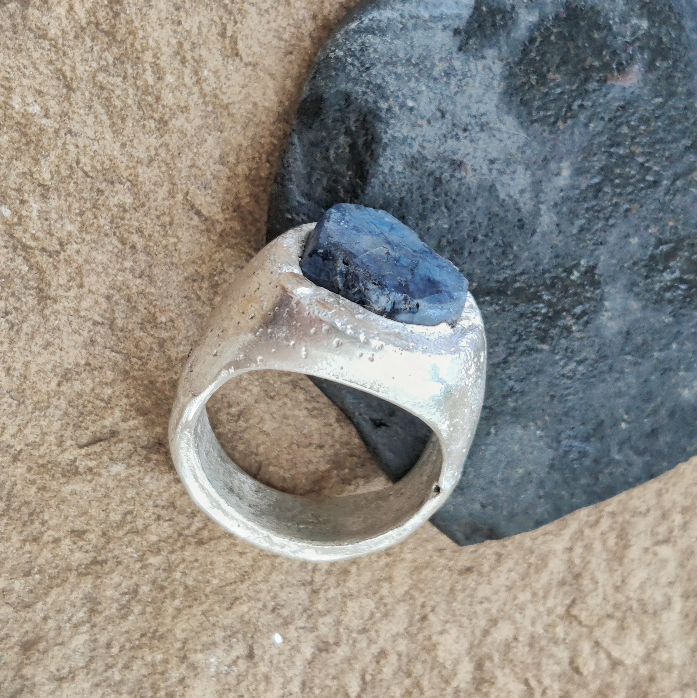 Buy Sand Cast Sapphire Ring Online In India India