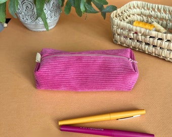 ROMANE - Pink corduroy pencil case