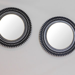 One piece Decorative Mirror Black/Silver, Small Wall Mirror, Wall Decor, Round Wall Mirror, Hanging Wall Decor