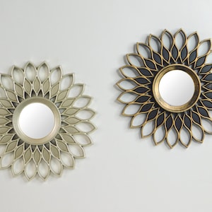 Wall Mirror, One Piece Champagne Gold or Bronze, Small Wall Mirror, Decorative Small Wall Mirror, Round Wall Mirror, Hanging Mirror