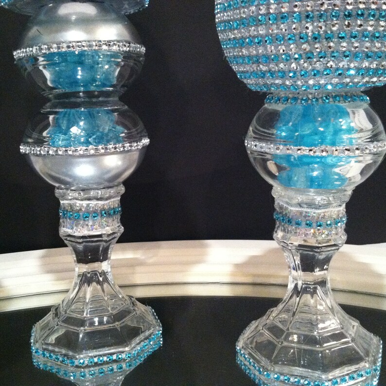 Christmas Gift Centerpiece 3 Piece Set Turquoise Diamond Etsy