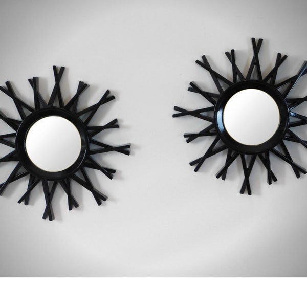 Sunburst Rustic Sliver Wall Mirror Set Of Two, Round Wall Mirror, Decorative Wall Mirror, Small Wall Mirror