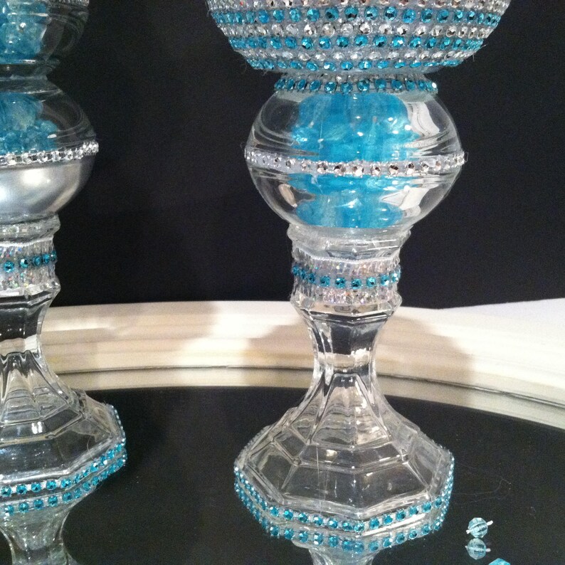 Christmas Gift Centerpiece 3 Piece Set Turquoise Diamond Etsy