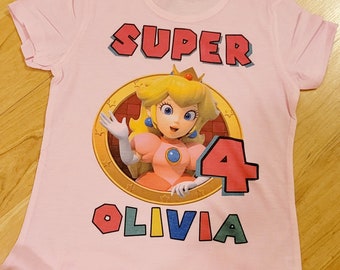 Princess Peach Tee / Pricess Peach Birthday Shirt / Personalized Birthday Tee