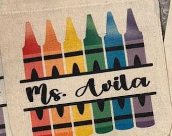 Canvas Crayon Tote Bag / Personalized Canvas Bag / Party favor bag