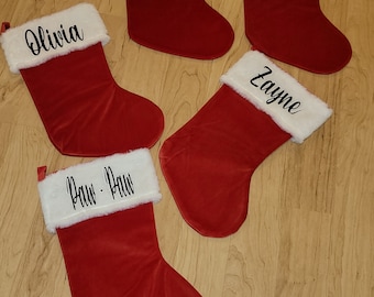 Christmas Stockings Vinyl Red Plush / Christmas Stockings / Personalized Christmas Stockings