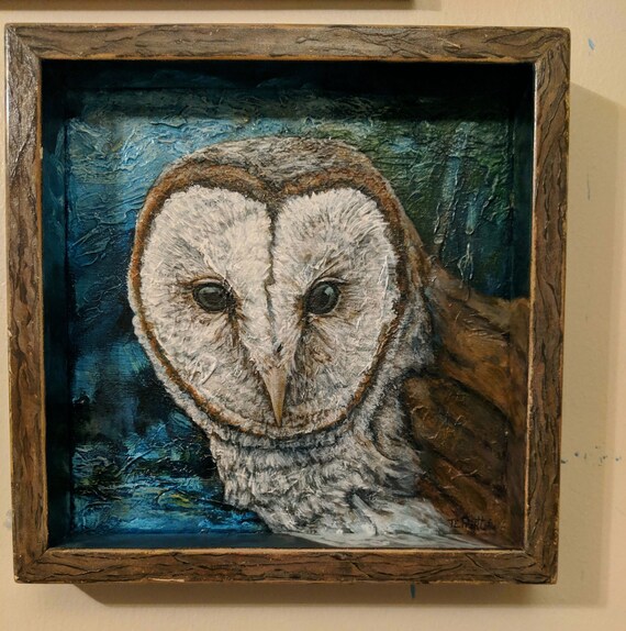 Mysterious Barn Owl Totem Animal Art Contemporary Original Etsy