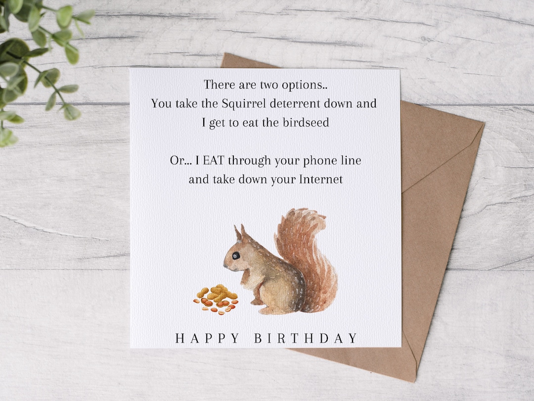 Squirrel Happy Birthday Card, Greetings Card, - Etsy