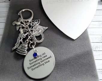 Something old, something new, something borrowed, something blue clip on wedding charm, keyring